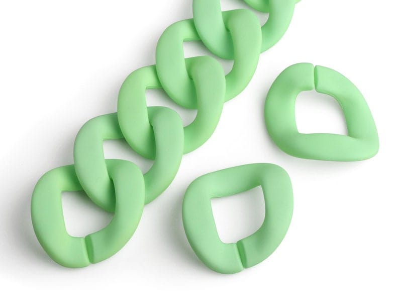 1ft Matte Light Green Acrylic Chain Links, 40mm, Extra Large, Pastel Goth Kawaii