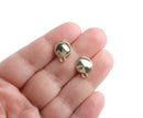 4 Organic Wavy Gold Stud Earrings with Loop, Abstract Round Shape, Gold Tone Metal Alloy, 13.25 x 10.5mm