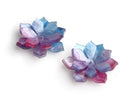 2 Lotus Flower Beads, Includes 1 Small and 1 Large, Glitter Acrylic Flower Beads in Purple and Blue, Two Tone Gradients, 1.5" Inch