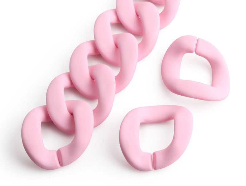 1ft Matte Light Pink Plastic Chain Links, 40 x 33mm, Cute Pastels, Super Chunky, Purse Strap Chain Supply
