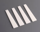 4 Bone White Obelisk Charms, Long Rectangle Beads, Acrylic, 55 x 12mm