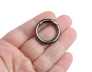 2 Gunmetal Black Spring Gate Clips, 1.05" Inch, Metal Round Carabiner, Purse Strap Attacher Ring, O Ring, Key Chain Snap Hooks