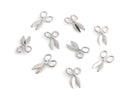 4 Mini Scissor Charms, 16 x 10mm, Silver Tone Metal, Mirror Finish, Double Sided, Sewing Charms