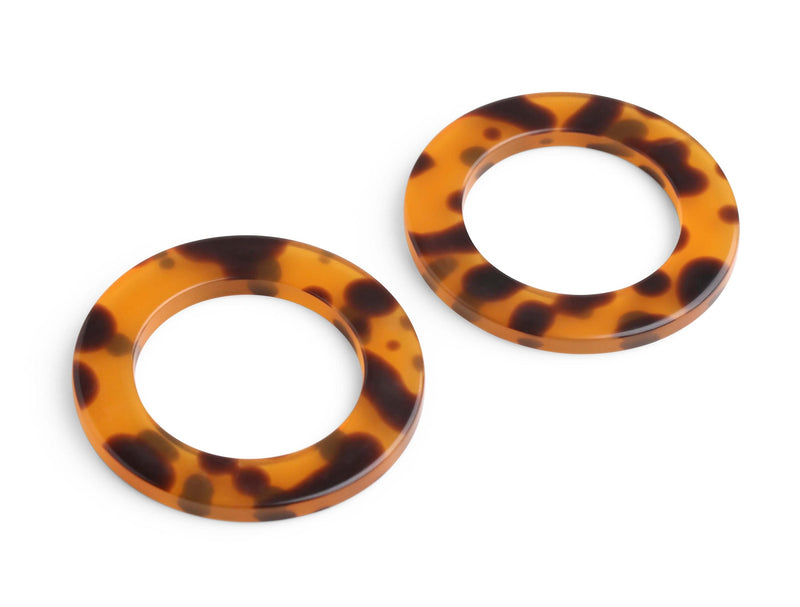 2 Round Tortoise Shell Ring Connectors, Swimsuit Rings, Plastic O Ring