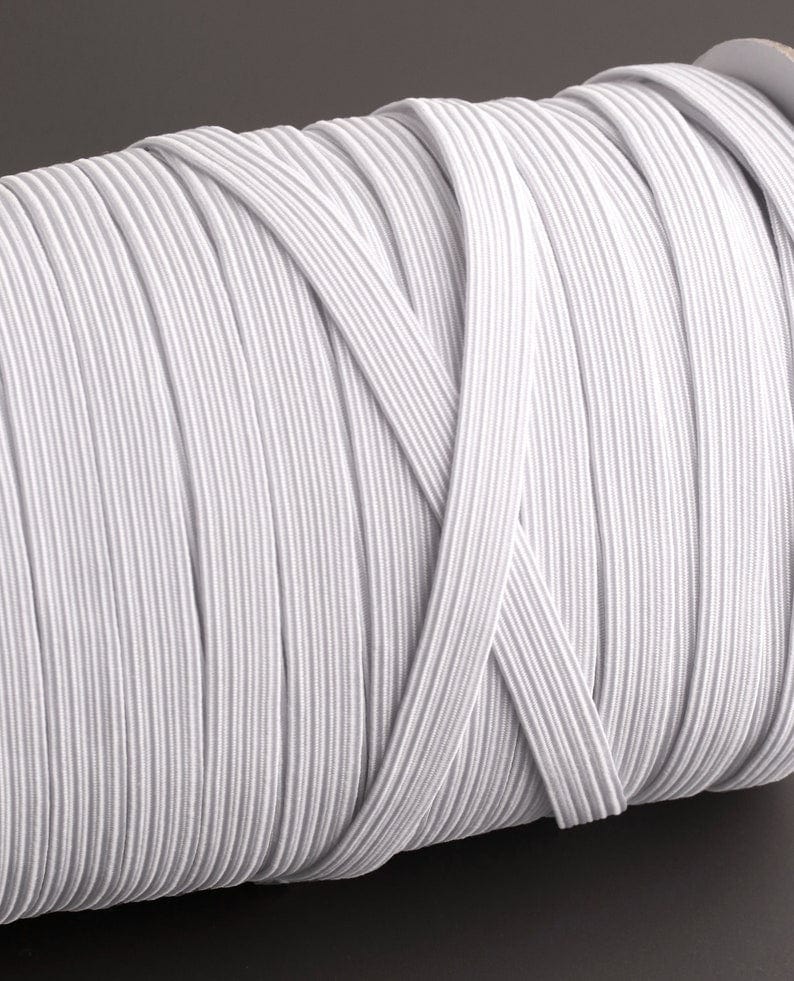 3/8" Inch White Elastic Cord for Sewing, 1 Yard, 8mm Wide, Stretchy Elastic, Thin Elastic Rope, Polyester
