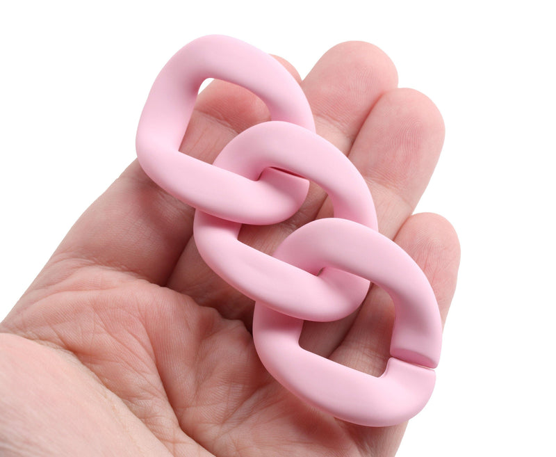 Round Pink Chain 1ft Matte Light Pink Plastic Chain Links, 40 x 33mm, Cute Pastels, Sup