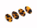 4 Oval Charm Beads in Tortoise Shell, Leopard Print Pattern, Small Tags for Earrings and Keychains, Acetate Plastic Beads, 25 x 14.5mm