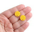 4 Yellow Stud Earrings with Holes, Small Round Circle Ear Studs with Post, Bright Acrylic, 14mm