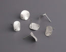 4 Organic Earring Studs with Stardust Finish, Wavy Metal Circle Ear Studs, Textured, 12mm