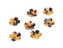 4 Small Flower Flatbacks in Tortoise Shell with Gold Middles, 18mm, Undrilled, Cute Cabochons