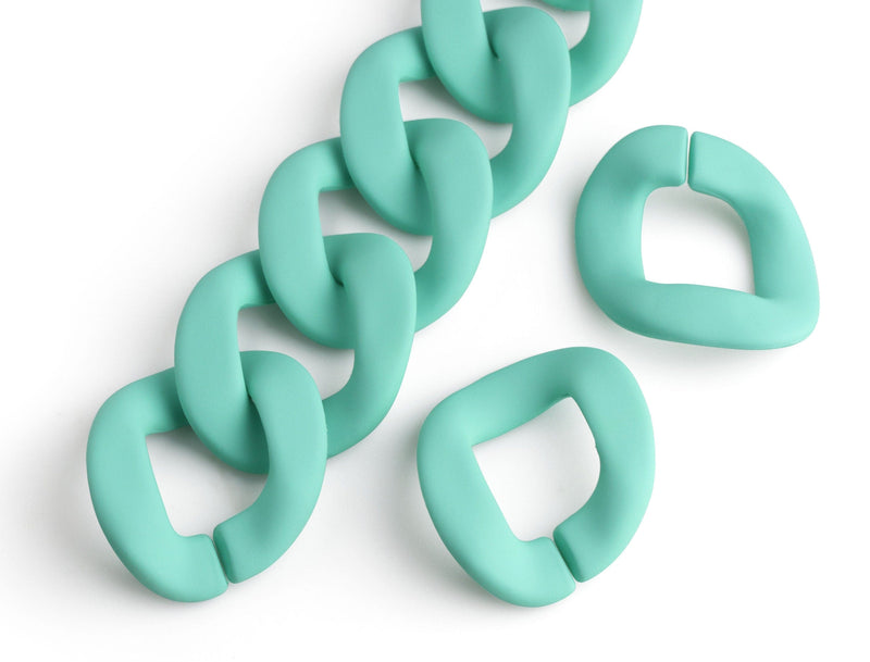 1ft Matte Mint Green Plastic Chain Links, 40 x 33mm, Extra Large Acrylic Chain for Purse Straps, Curb Chain