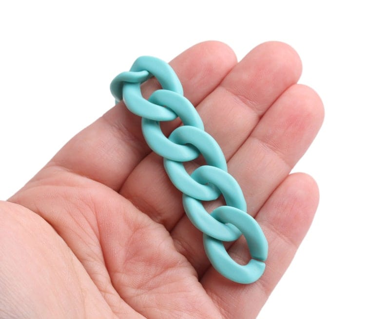 1ft Teal Acrylic Chain Links, 23mm, Blue Green Turquoise, For Handbag and Purse Straps