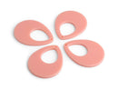 4 Peach Teardrop Pendants, 1 Hole, Coral and Light Pink Beads, Colored Acrylic Plastic Beads, 38 x 30mm