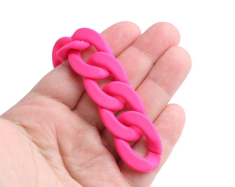 1ft Large Matte Neon Pink Acrylic Chain Links, 30mm, For Festival Accessories