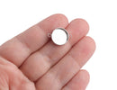 4 Round Bezel Connectors in Silver Plated, Fits 12mm Cabochons, 2 Loop Holes, Metal, Deep Bezel Cup Setting