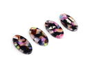4 Colorful Oval Connectors, 26.5 x 14mm, 2 Holes, Plastic, Cute Rainbow Bead Links, Flat Oval Blanks