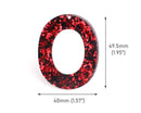 2 Black Oval Connector Rings, Glitter Acrylic Earring Blank, Lucite Charm, Christmas Red Glitter Foil Flake, Jewelry Supplies, VG049-49-BKRF