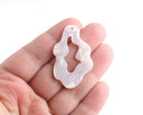 4 Pearl White Cloud Charms, Organic Shape, Cellulose Acetate, 41.25 x 25.5mm